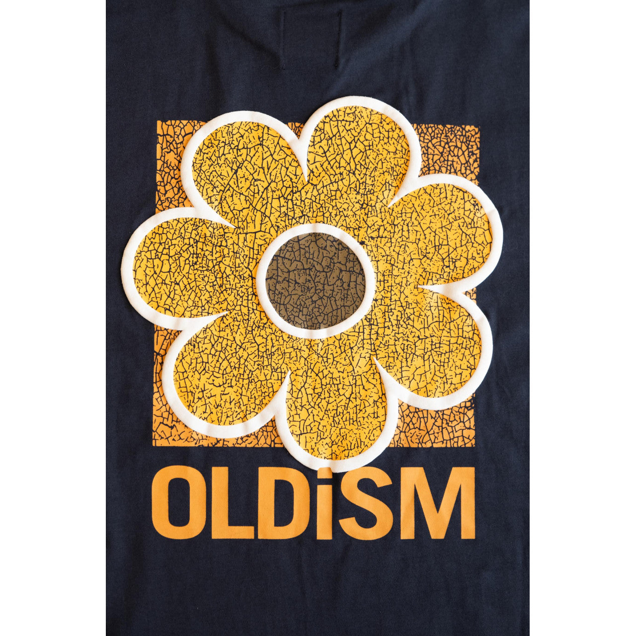 OLDISM OVERSIZE EMBROIDERY CRACK SUNFLOWER L/S TEE-BLUE