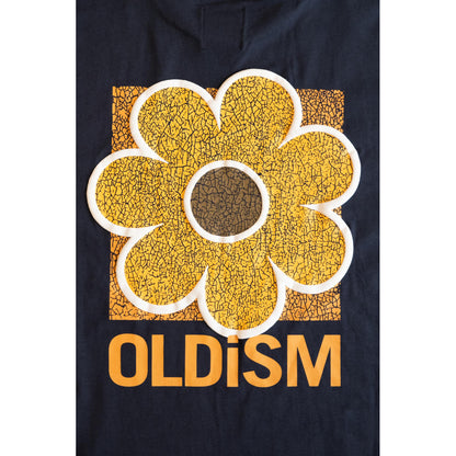 OLDISM OVERSIZE EMBROIDERY CRACK SUNFLOWER L/S TEE-BLUE