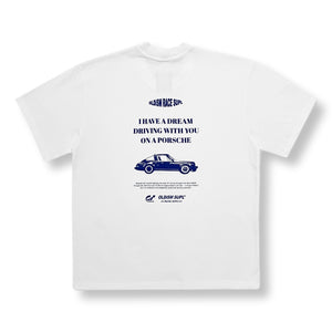 OLDISM OVERSIZE FLOCKING PRINT RACING TEE-WHITE