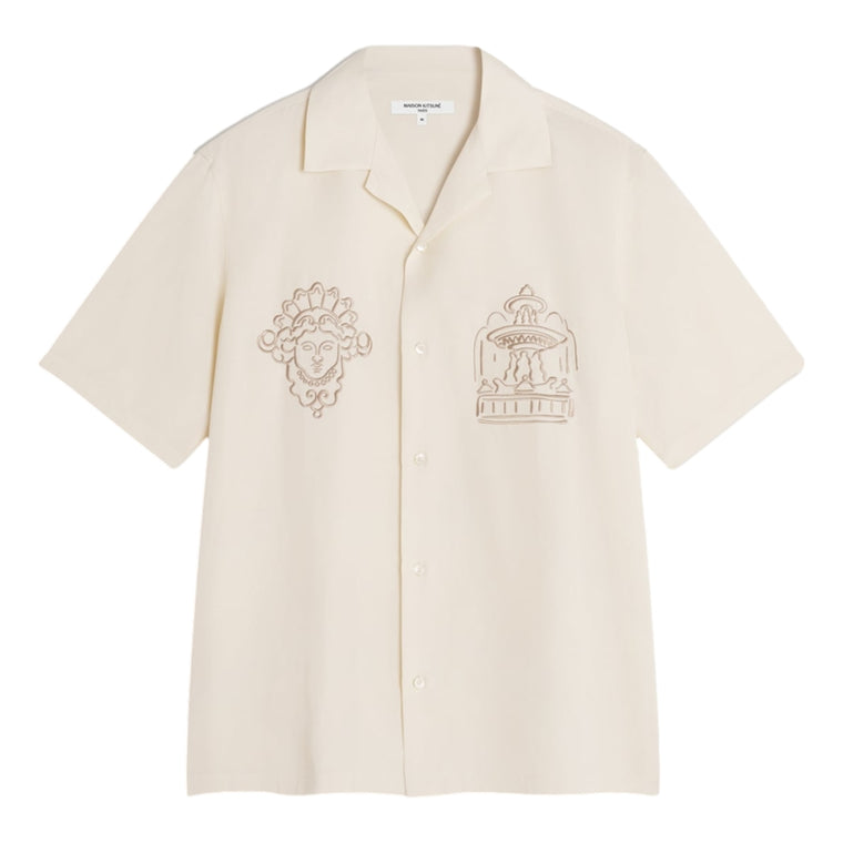 MAISON KITSUNE PARISIAN MONUMENTS RESORT SHIRT-CLAY LATTICE