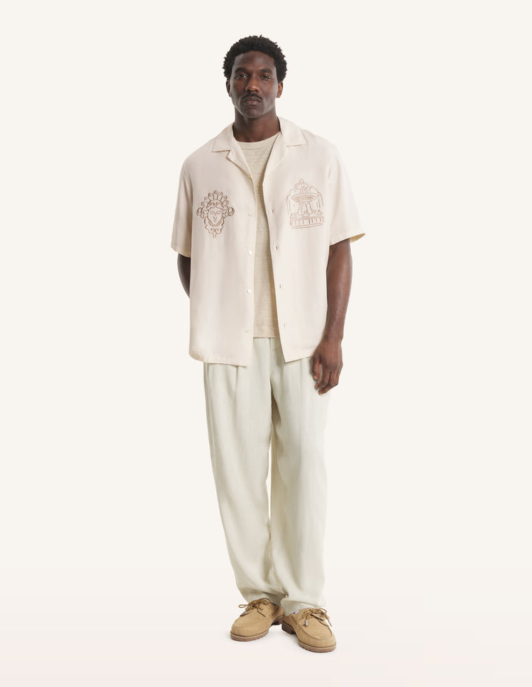MAISON KITSUNE PARISIAN MONUMENTS RESORT SHIRT-CLAY LATTICE