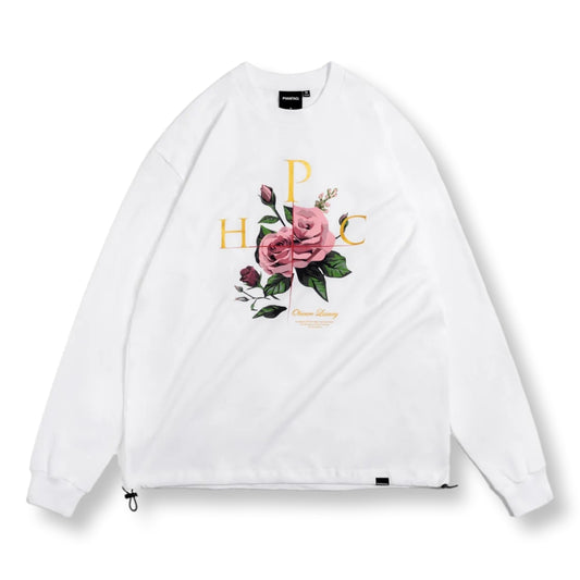 PHANTACI PARTING FLOWER LS TEE-WHITE