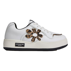 ARTICLE NO. BURGER LEOPARD FLORAL PATCH LOW-TOP SKATE SNEAKER-WHITE/LEOPARD
