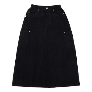 A[S]USL PATCH POCKETS A-LINE CORDUROY SKIRT-BLACK