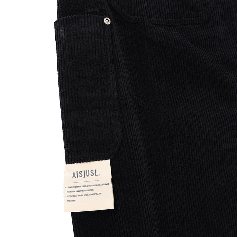A[S]USL PATCH POCKETS A-LINE CORDUROY SKIRT-BLACK