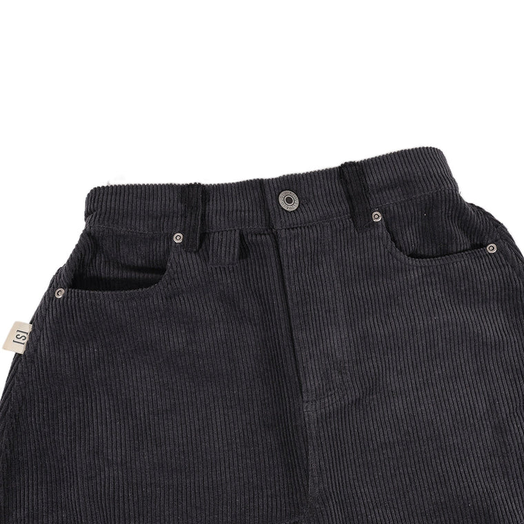 A[S]USL PATCH POCKETS A-LINE CORDUROY SKIRT-CHARCOAL