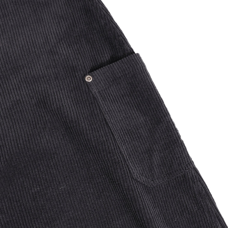 A[S]USL PATCH POCKETS A-LINE CORDUROY SKIRT-CHARCOAL