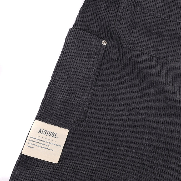 A[S]USL PATCH POCKETS A-LINE CORDUROY SKIRT-CHARCOAL