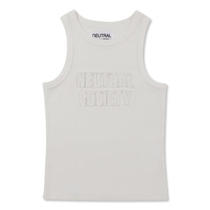NEUTRAL SOCIETY PATCHWORK RIBBED TANK-WHITE