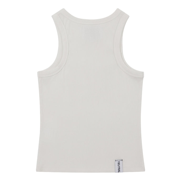 NEUTRAL SOCIETY PATCHWORK RIBBED TANK-WHITE