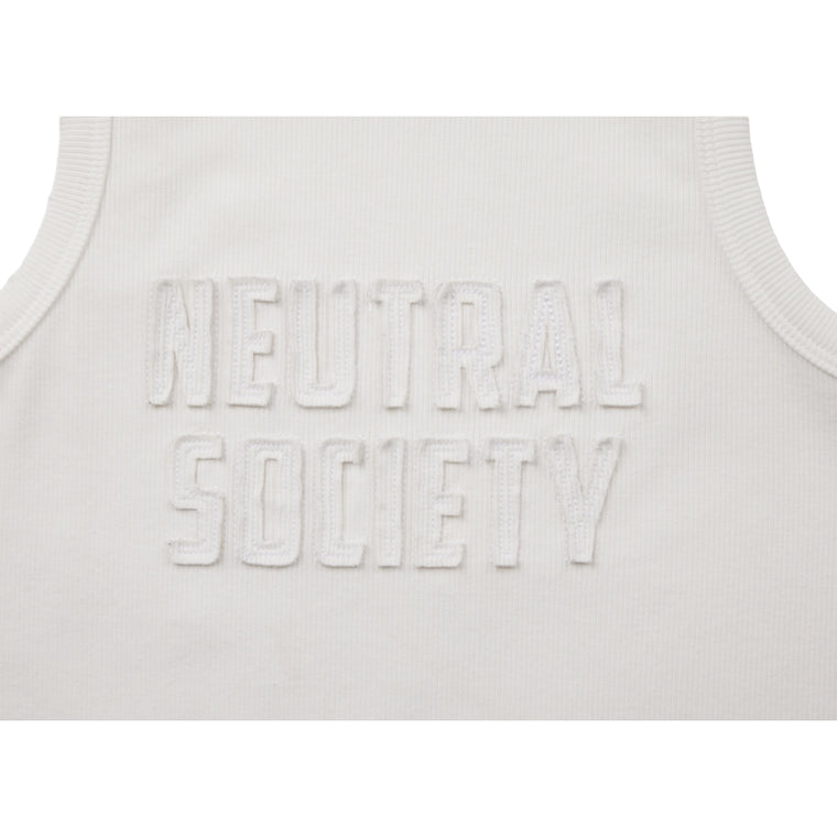 NEUTRAL SOCIETY PATCHWORK RIBBED TANK-WHITE