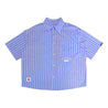 2ND CLOSET "PEACE LOVERS" OVERSIZED BOXY STRIPE SHIRT-BLUE