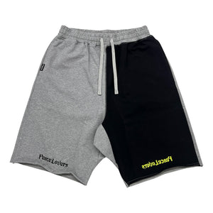 2ND CLOSET PEACE LOVERS PATCHWORK SWEAT SHORTS-GREY