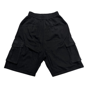 2ND CLOSET "PEACE LOVERS" WIDE-LEG CARGO SHORTS-BLACK