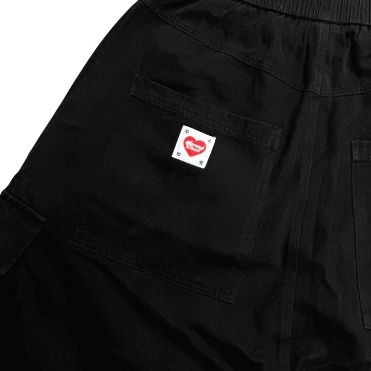 2ND CLOSET "PEACE LOVERS" WIDE-LEG CARGO SHORTS-BLACK