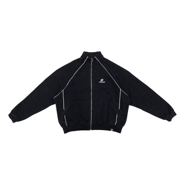 2ND CLOSET "PEACE LOVERS" ZIP UP SWEAT JACKET-BLACK