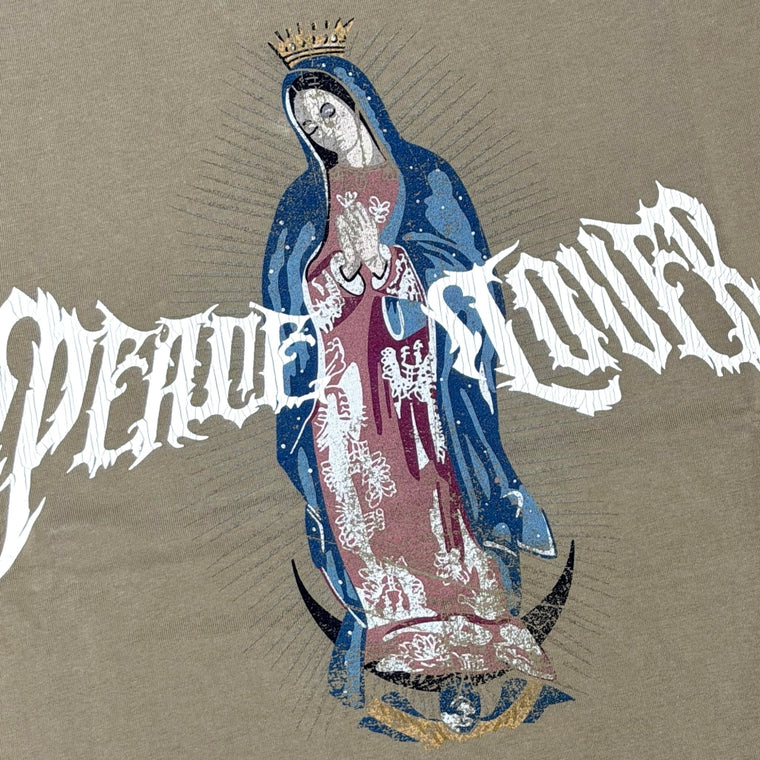 2ND CLOSET "PEACE MARIA" PRINTED WASHED T-SHIRT-BEIGE