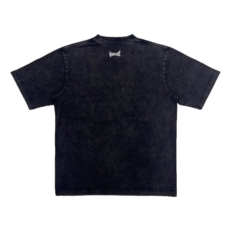 2ND CLOSET "PEACE MARIA" PRINTED WASHED T-SHIRT-BLACK
