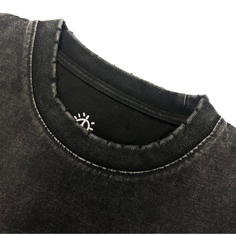 2ND CLOSET "PEACE MARIA" PRINTED WASHED T-SHIRT-BLACK