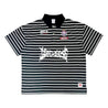 2ND CLOSET "PEACE MARIA" STRIPE POLO-SHIRT-BLACK
