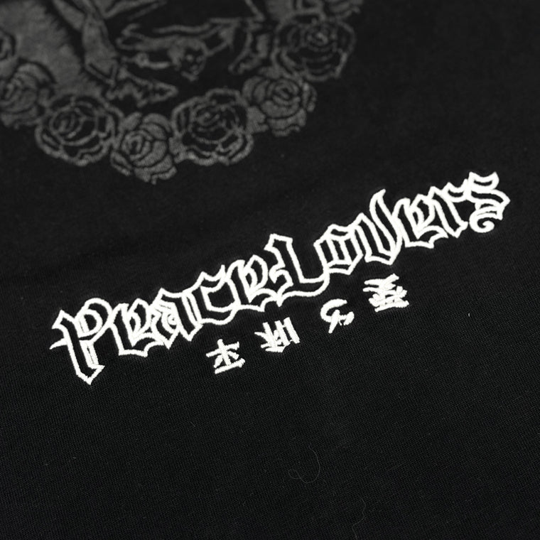 2ND CLOSET "PEACE MARIA" STRIPE POLO-SHIRT-BLACK