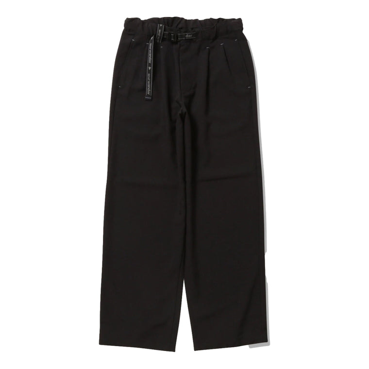 AND WANDER PE MELANGE TWILL WIDE PANTS-BLACK