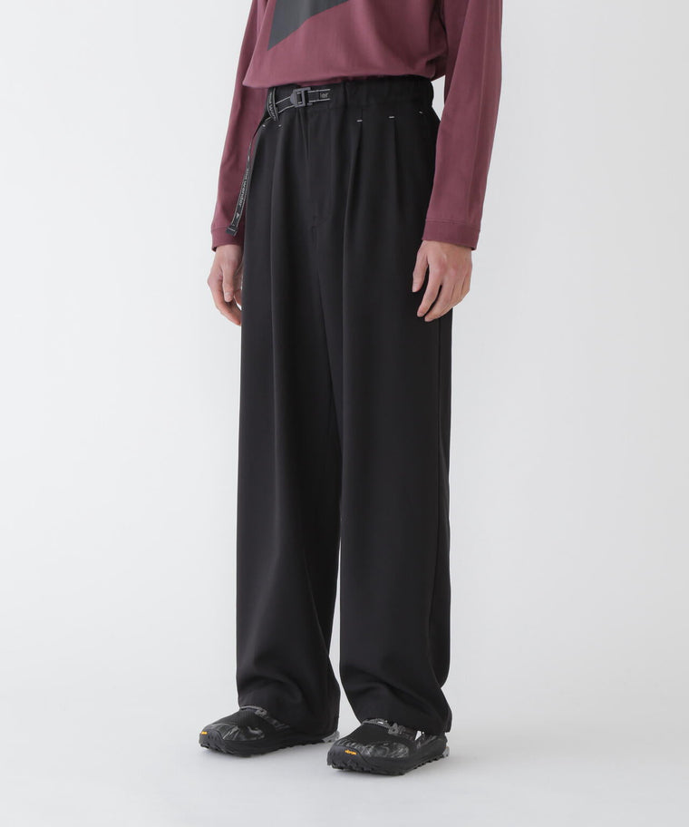 AND WANDER PE MELANGE TWILL WIDE PANTS-BLACK