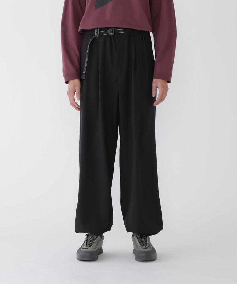AND WANDER PE MELANGE TWILL WIDE PANTS-BLACK