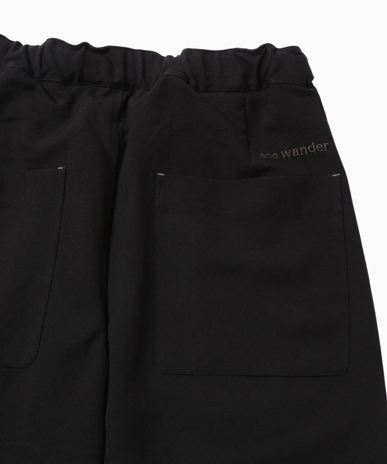 AND WANDER PE MELANGE TWILL WIDE PANTS-BLACK