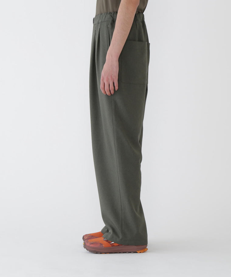 AND WANDER PE MELANGE TWILL WIDE PANTS-GREY