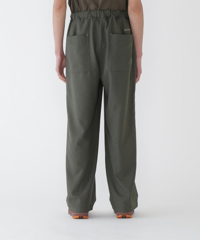 AND WANDER PE MELANGE TWILL WIDE PANTS-GREY