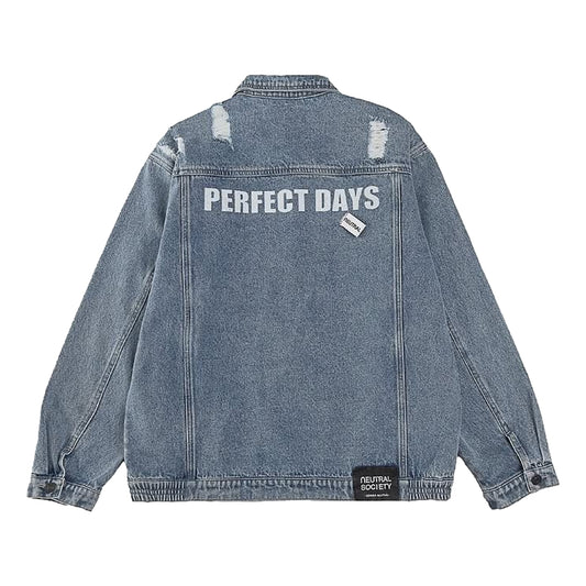 NEUTRAL SOCIETY PERFECT DAYS OVERSIZE  DENIM JACKET-BLUE DENIM