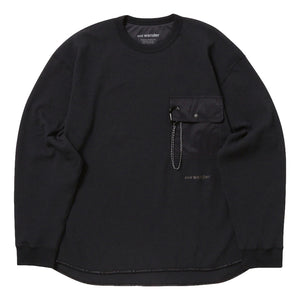 AND WANDER PE WAFFLE LONG SLEEVE T-BLACK
