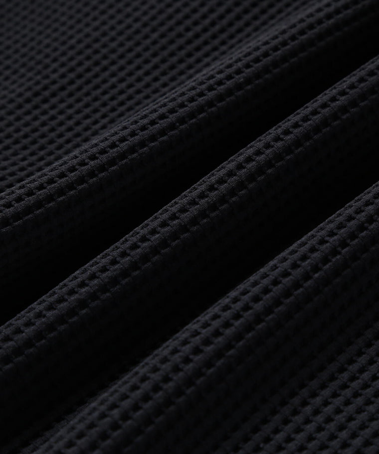 AND WANDER PE WAFFLE LONG SLEEVE T-BLACK