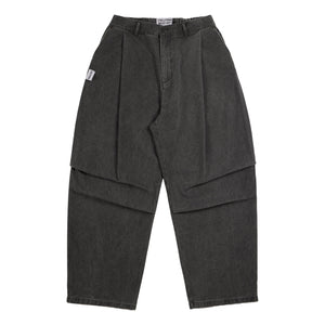 NEUTRAL SOCIETY PIGMENT DYE PARACHUTE PANTS-BLACK