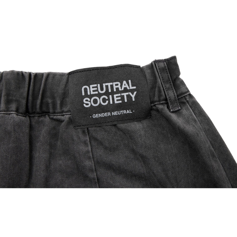 NEUTRAL SOCIETY PIGMENT DYE PARACHUTE PANTS-BLACK