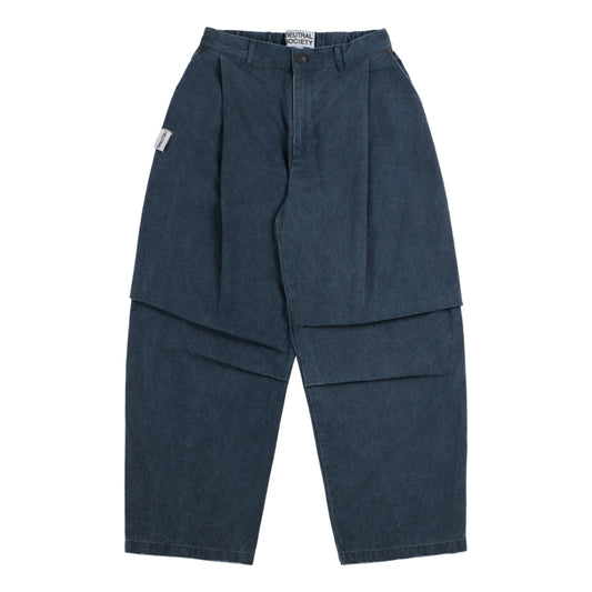 NEUTRAL SOCIETY PIGMENT DYE PARACHUTE PANTS-NAVY