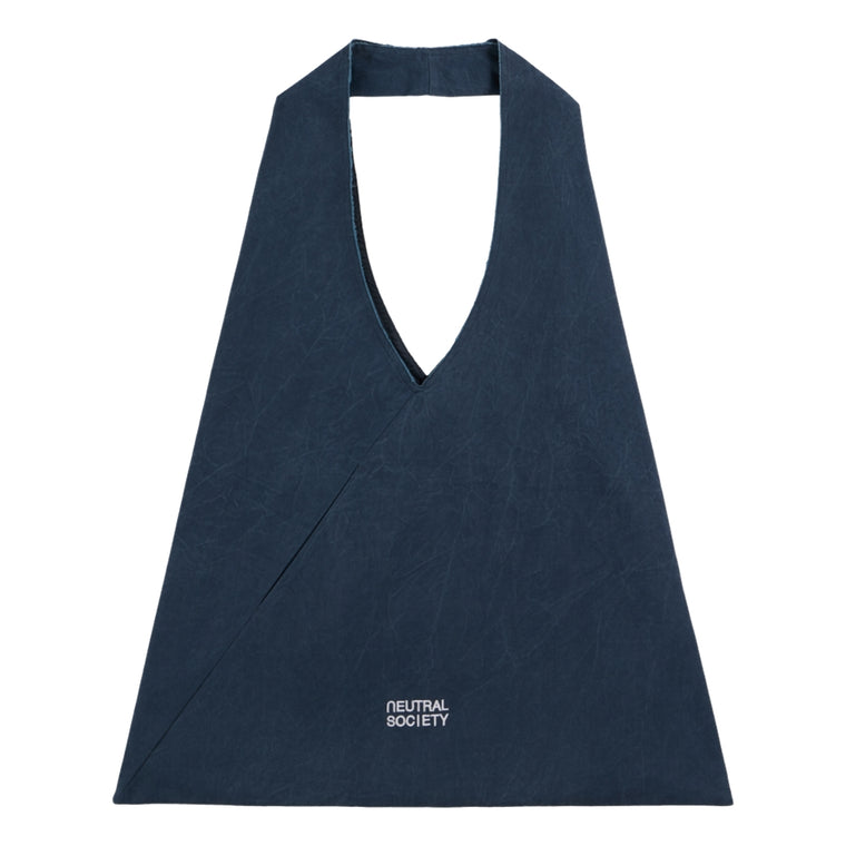 NEUTRAL SOCIETY PIGMENT DYE TRIANGLE TOTE BAG-NAVY