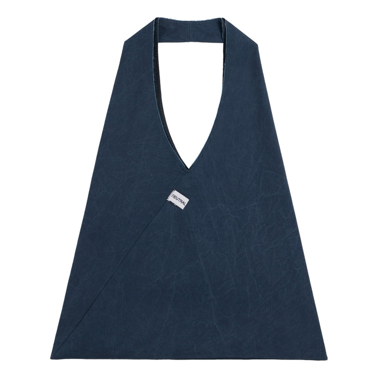 NEUTRAL SOCIETY PIGMENT DYE TRIANGLE TOTE BAG-NAVY