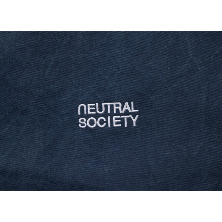 NEUTRAL SOCIETY PIGMENT DYE TRIANGLE TOTE BAG-NAVY
