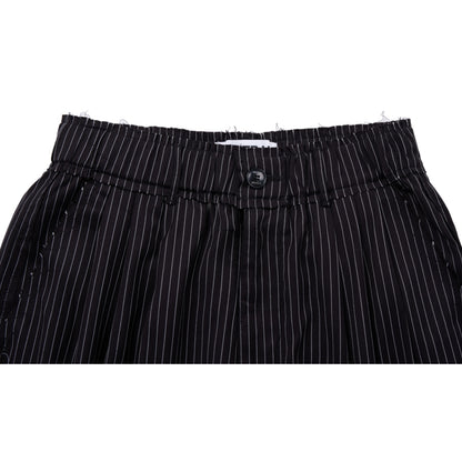 NEUTRAL SOCIETY PLEATED BALLOON TROUSERS-BLACK STRIPES