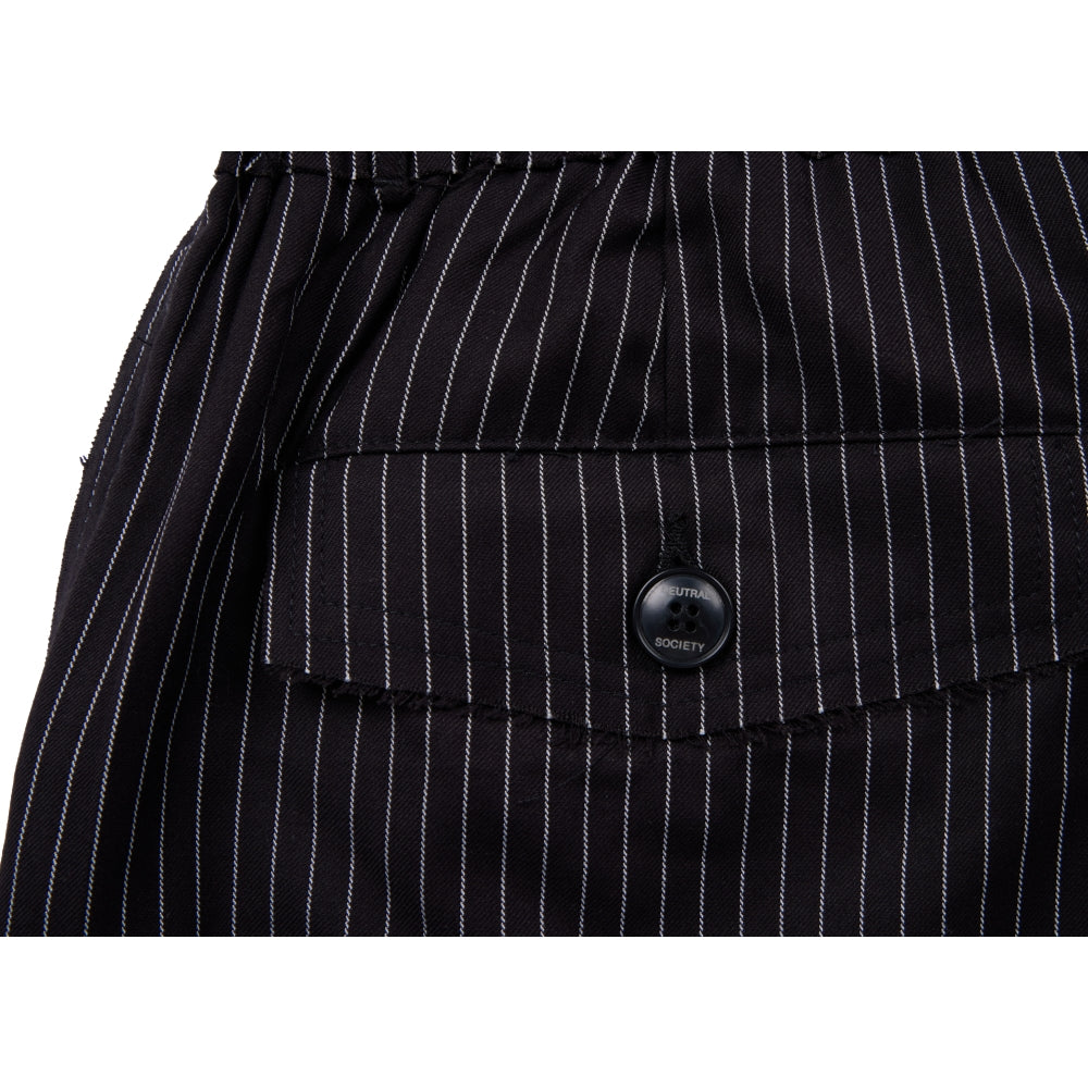 NEUTRAL SOCIETY PLEATED BALLOON TROUSERS-BLACK STRIPES