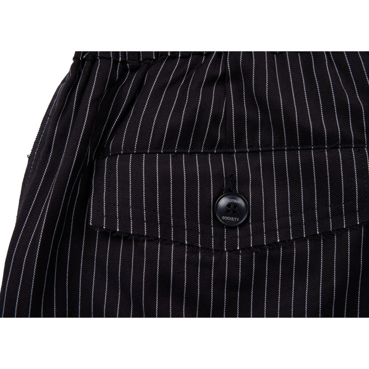 NEUTRAL SOCIETY PLEATED BALLOON TROUSERS-BLACK STRIPES