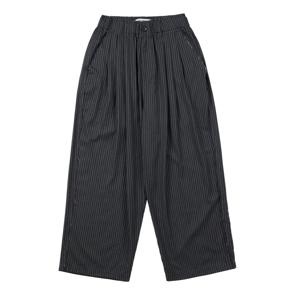 NEUTRAL SOCIETY PLEATED BALLOON TROUSERS-GRAY STRIPES