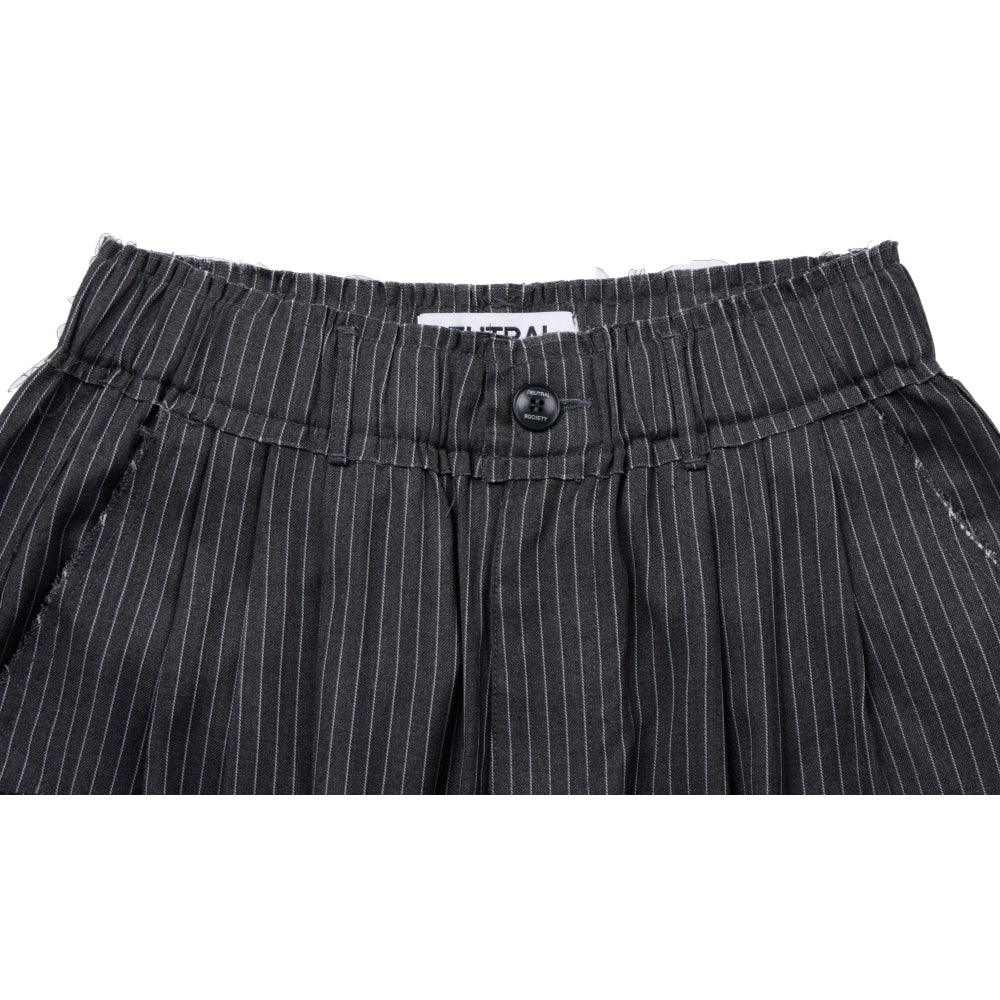 NEUTRAL SOCIETY PLEATED BALLOON TROUSERS-GRAY STRIPES