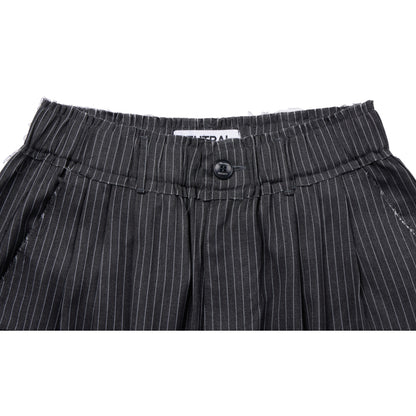NEUTRAL SOCIETY PLEATED BALLOON TROUSERS-GRAY STRIPES
