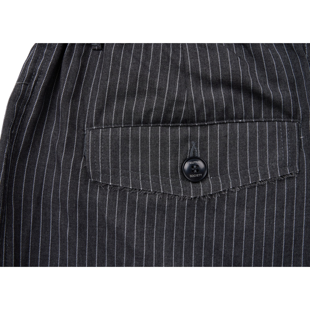 NEUTRAL SOCIETY PLEATED BALLOON TROUSERS-GRAY STRIPES