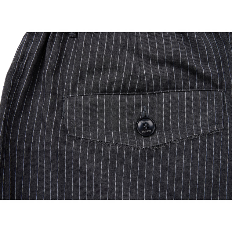 NEUTRAL SOCIETY PLEATED BALLOON TROUSERS-GRAY STRIPES