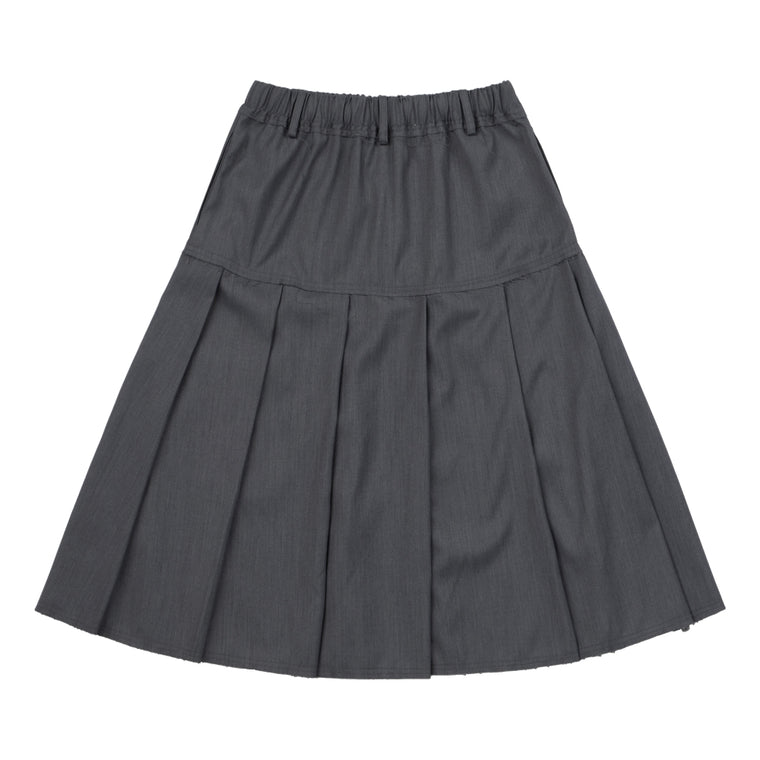 NEUTRAL SOCIETY PLEATED MIDI SKIRT-GREY