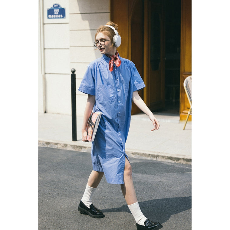 A[S]USL POCKET SHIRT DRESS-BLUE